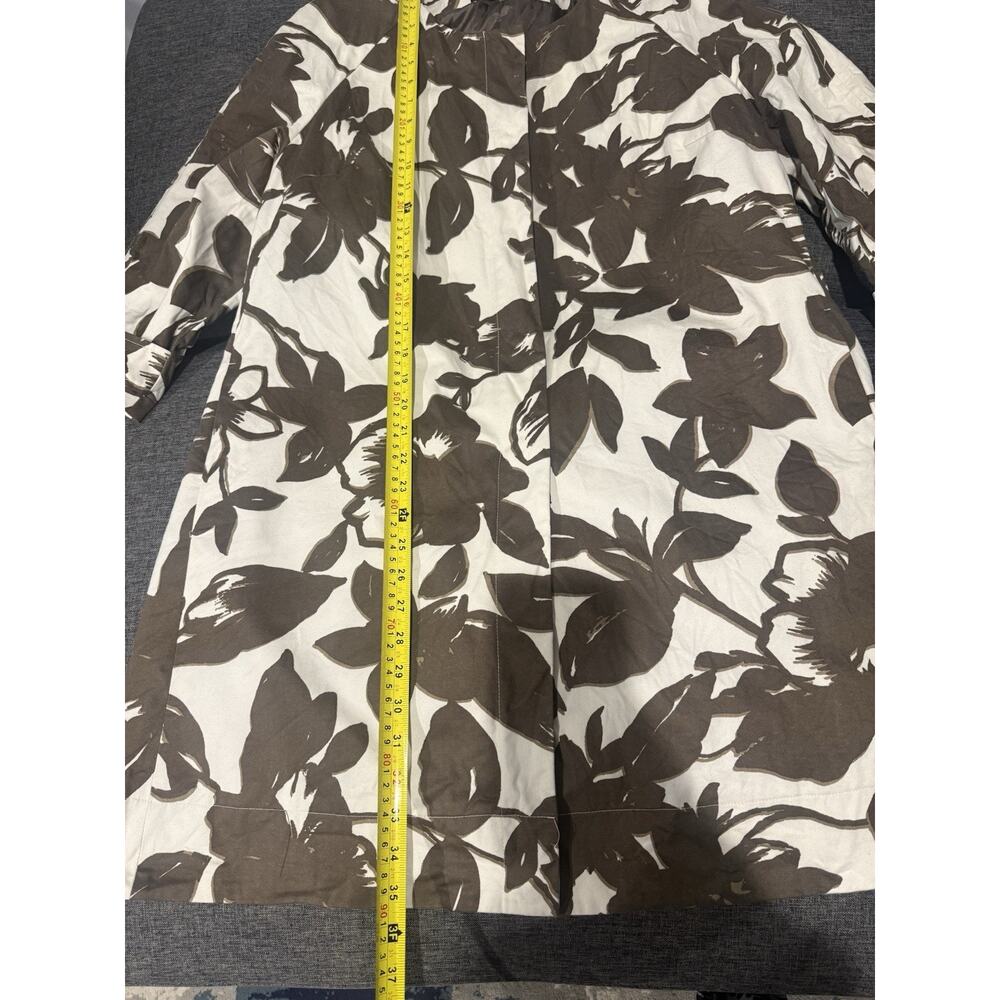 New York & Company Ivory Brown Floral 3/4 Sleeve Snap Front Jacket Coat Size XL - Picture 10 of 14
